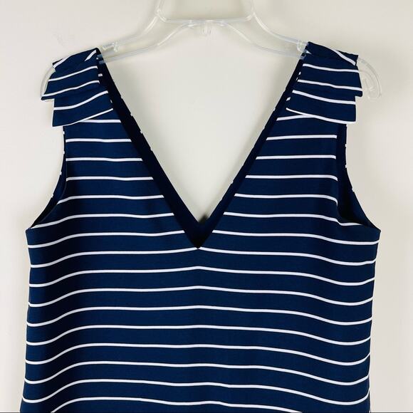 Banana Republic blue white striped v neck lightweight nautical tank top - Picture 2 of 7